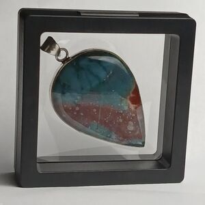 Sterling Teardrop Multicolor Bloodstone Pendant - Women Jewelry